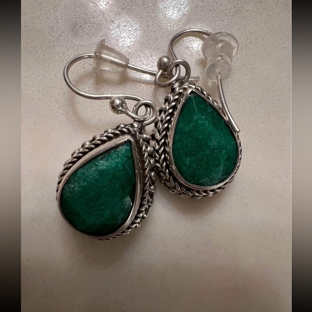 BJC samuel benham sterling silver emerald Earrings